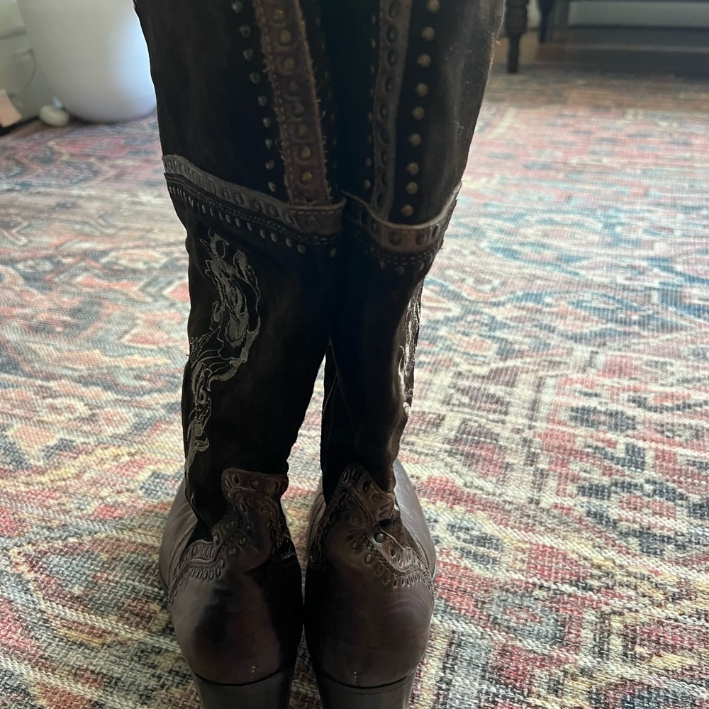 Women’s Mark Nason Embroidered Brown Suede and leather Boots size 8 - Picture 11 of 15